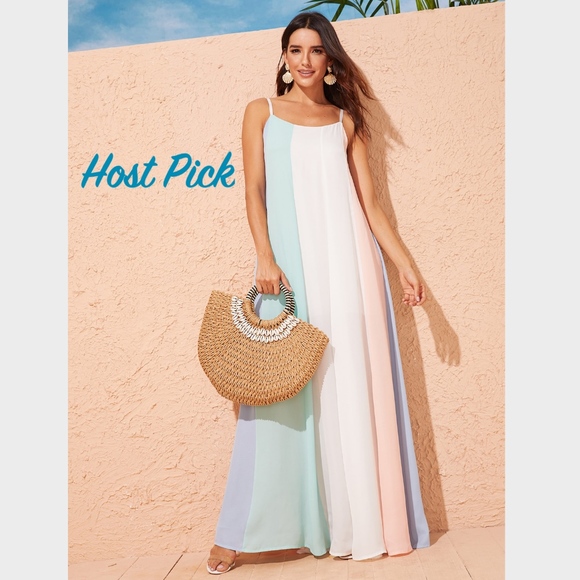 Rouge! Dresses & Skirts - Pastel Color Block A-line Maxi Cami Dress